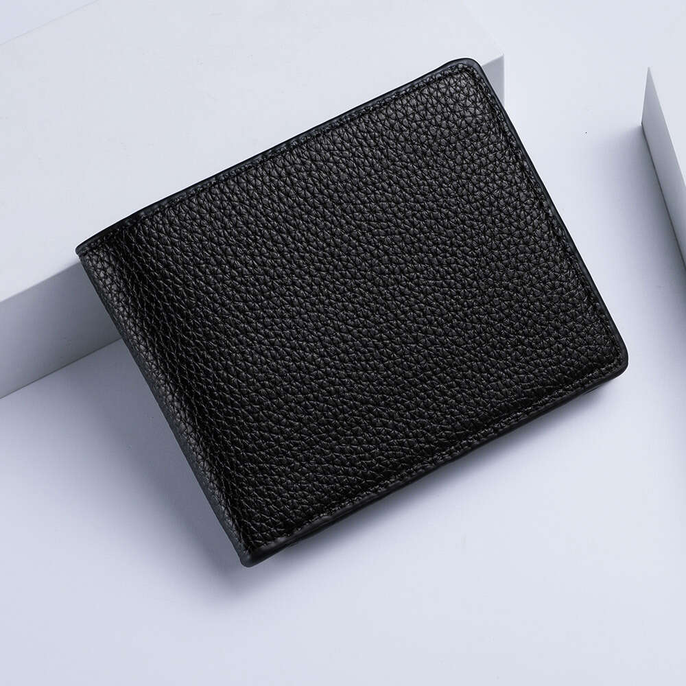 AMZZ Short Zero Litchi Pattern Horizontal Leather Wallet US Dollar Men's Bag Ad