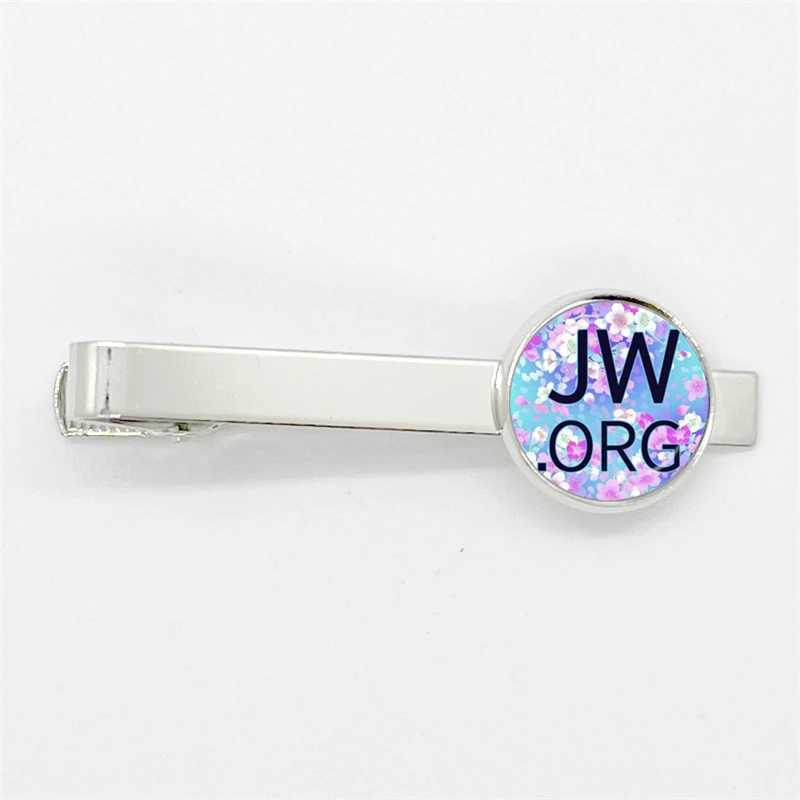 2023 New Steampunk Jehovahs Witness Tie Clip JW. Org high-quality round handmade jewelry glass gemstone clip W240914