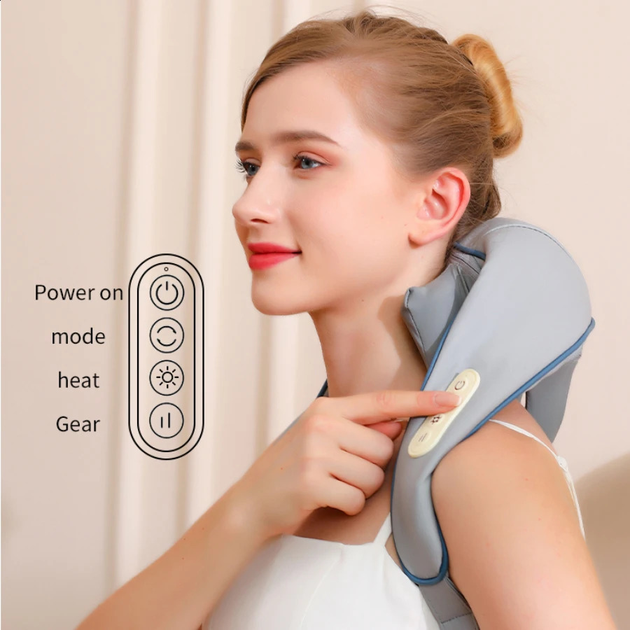 Wireless neck and shoulder kneading massage pillow electric neck and back massager Cervical back relaxation massage shawl 240914