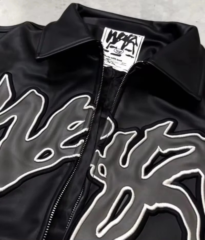 American Fashion Trend Leather Jacket and Coat Men Y2K Street Hip Hop Retro Baseball Uniform Couple Casual Loose Punk Jacket 240911