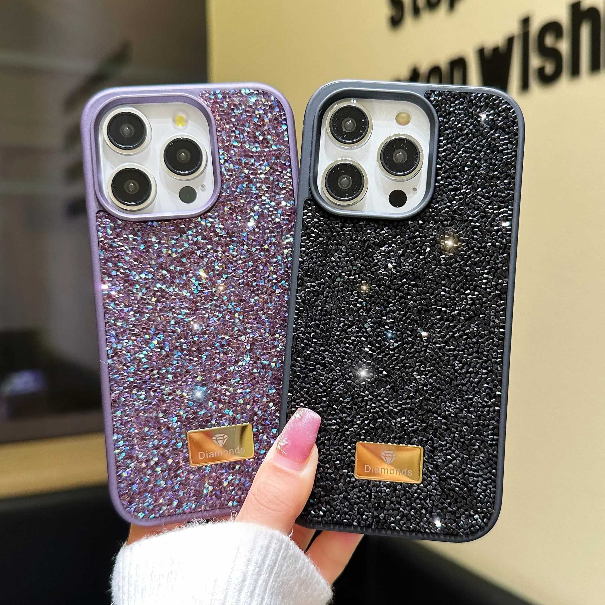 Luxury INS Dazzling Full Covered Zircon Macaroon Color Phone Case for iPhone 16 15 14 11 12 13 Pro Max Plus Back Cover P240914