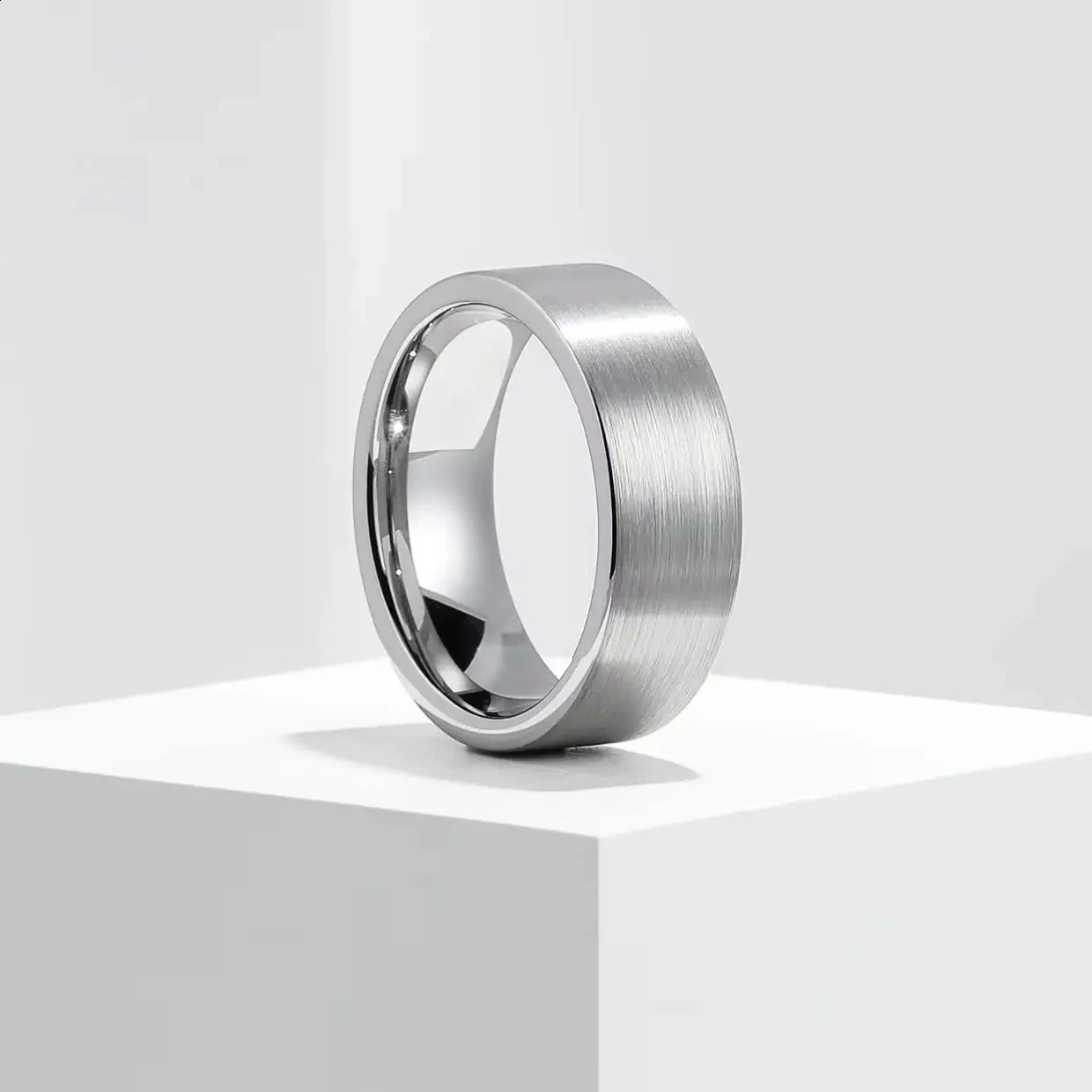 Simple 8mm Men Stainless Steel Rings Black Brushed Matte Finish For Women Wedding Band Jewelry Drop 240906