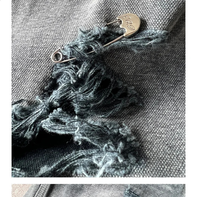 ss High Street ERD Vintage Wash Hole Cargo Jeans Y2k Streetwear Clothing Techwear Traf Men Trousers Sweatpants Clothes 240909