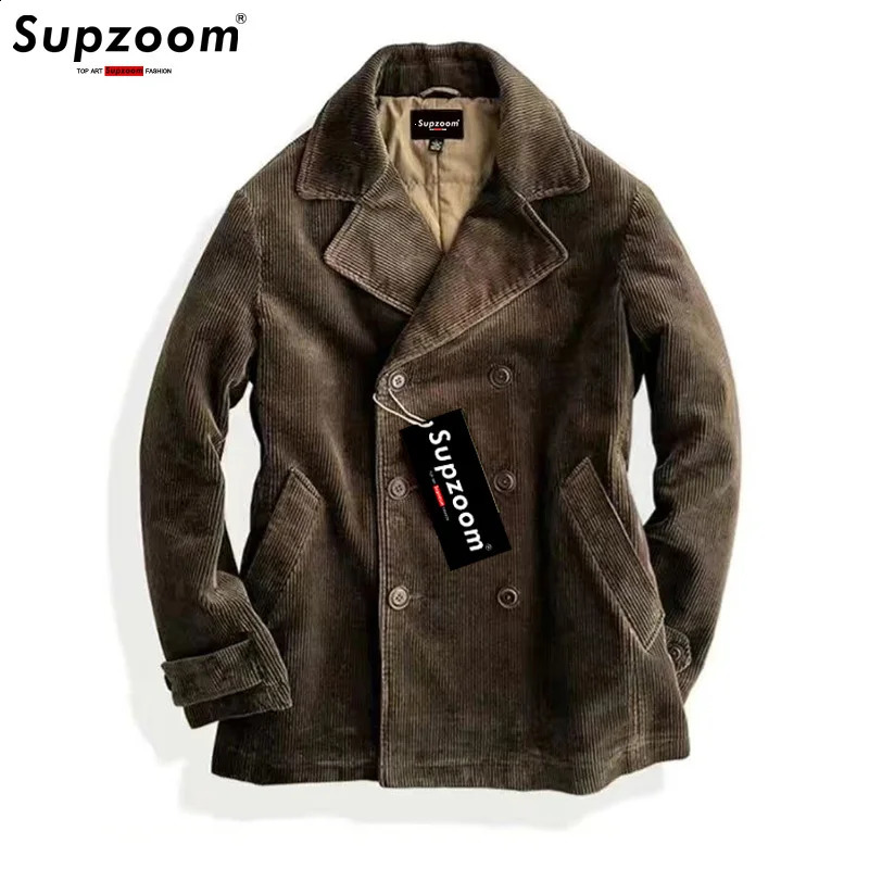 Supzoom Fashion Arrival Casual Thick Corduroy Coat Double Breasted Turndown Collar Autumn And Winter Trend Loose Jacket 240912