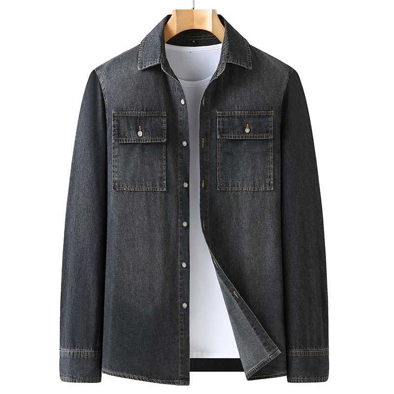 New Autumn Cotton Denim Shirts Men Slim Fit Smart Casual Solid Color Long Sleeve Mens Jeans Shirt Fashion Male Shirt 2265 W250227