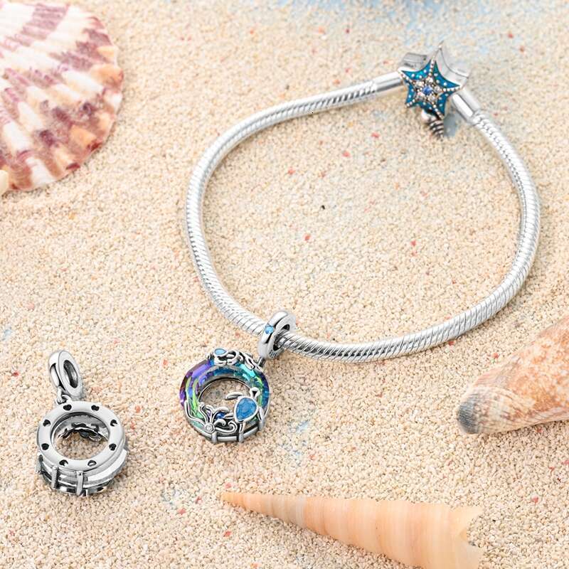 Summer New 925 Sterling Silver Crystal Turtle Coralline Holiday Charms Beads Fit Original Bracelet Fine DIY Jewelry