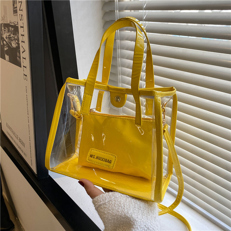 2024 trendy large capacity fashionable transparent handbag jelly beach bun mother shoulder tote bag