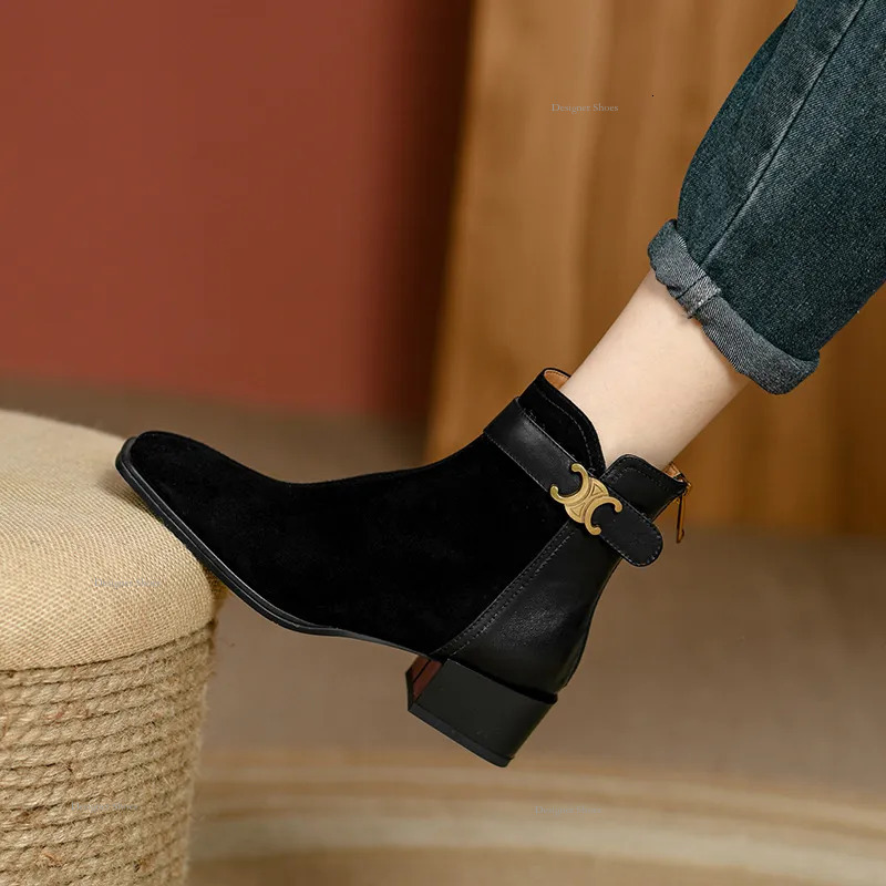 2024 Fashion New Bottom Comfortable Durable Explosive Thick Heel Simple Thin Brown Short Versatile Martin Boots