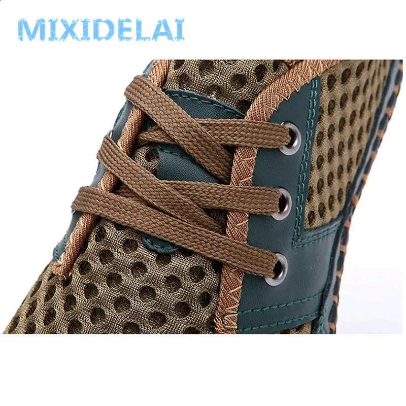 MIXIDELAI Big Size 38-48 Summer Breathable Mesh Men Casual Shoes For Comfortable Handmade Men Lace-Up Loafers Male Shoes 240909