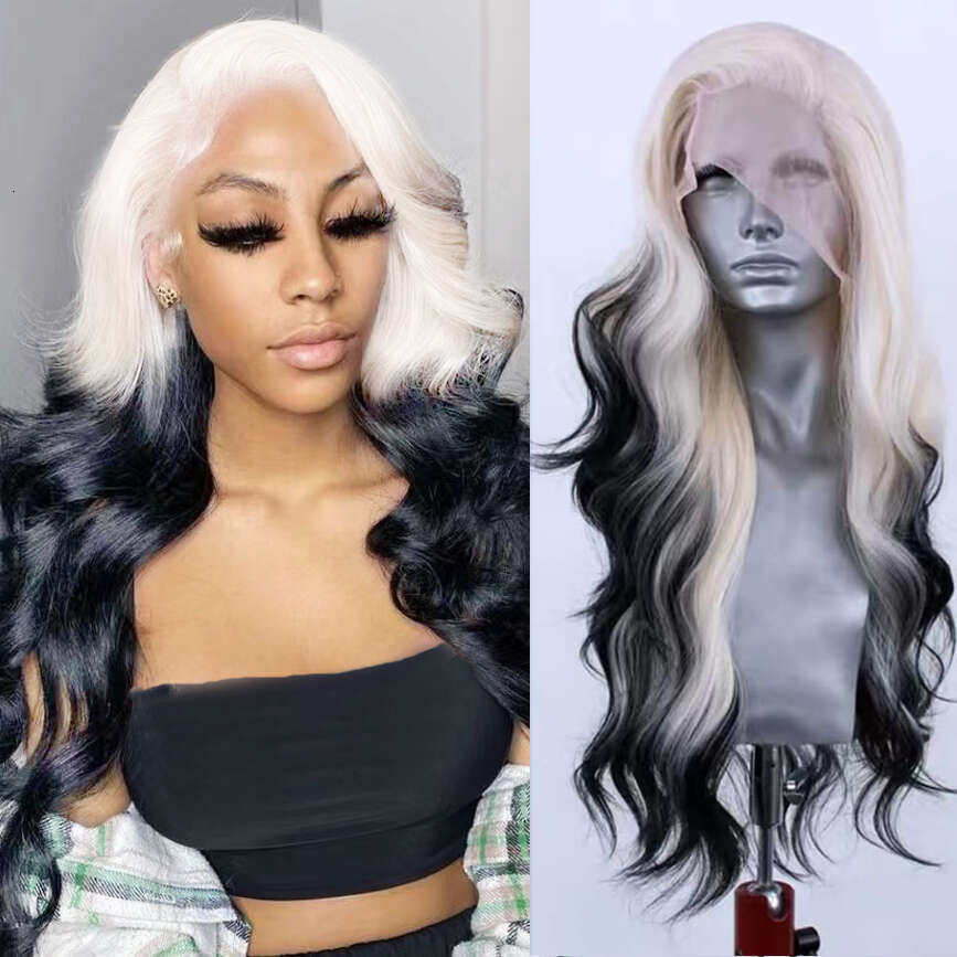 AIMEYA Ombre Lace Front For Women Platinum Black Synthetic Daily Use Cosplay Costume Party Wig
