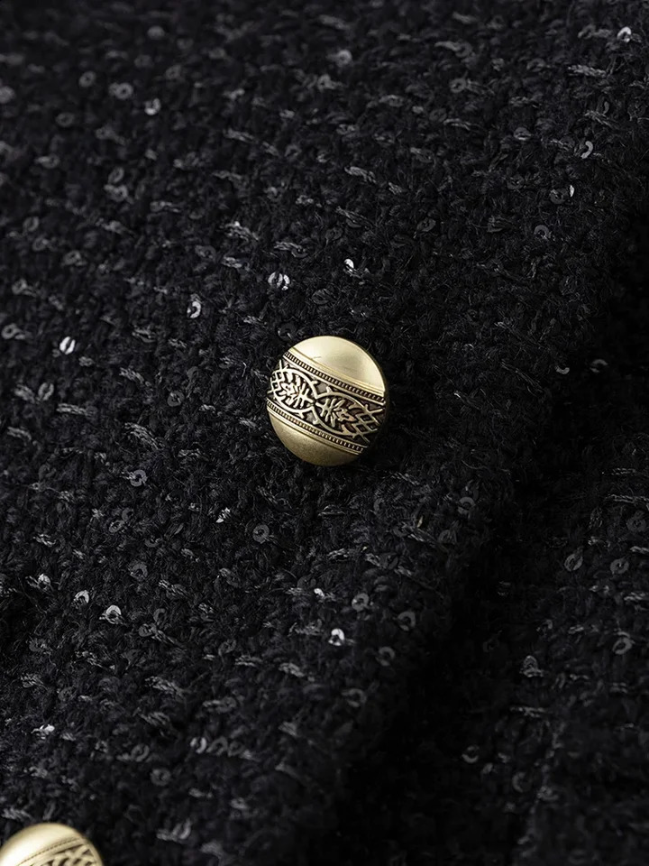 FSLE coarse woolen jacket womens autumn short jacket mini skiing warm two-piece set n elegant special womens set 240906