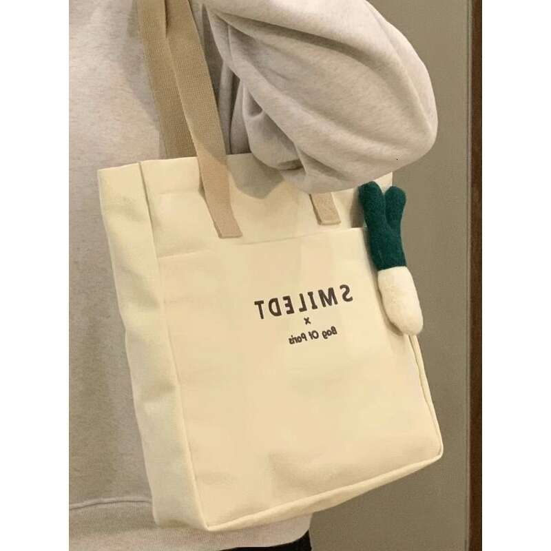 AMZZ College Student Classroom Canvas Women 2024 New Casual Versatile Shoulder With Large Capacity For Work And Commuting Tote Bag 65