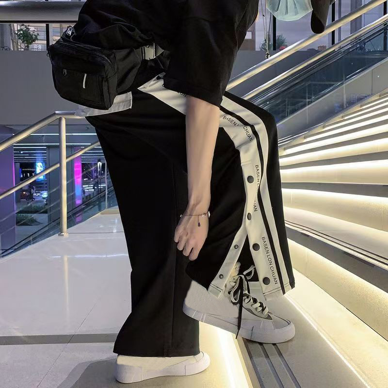 Buckle pants men's summer women's season thin buckle designer sports pants casual pants high street vibe loose Joker trend pants men and wom