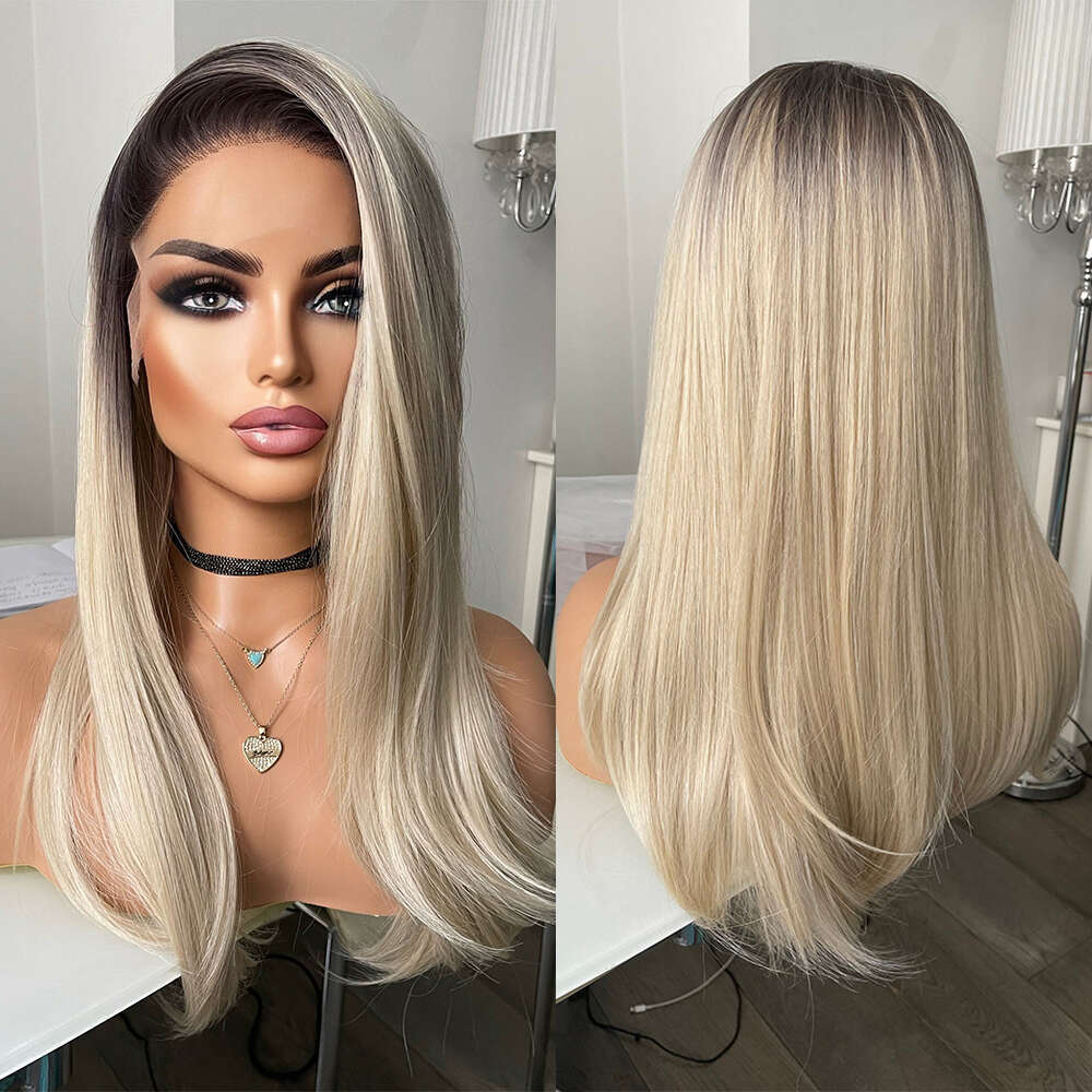 Ombre Wigsun Kissed Blonde Pre-Plucked Haire Free Part 13X3 Swiss Lace Front Heat Resistant Synthetic Wig