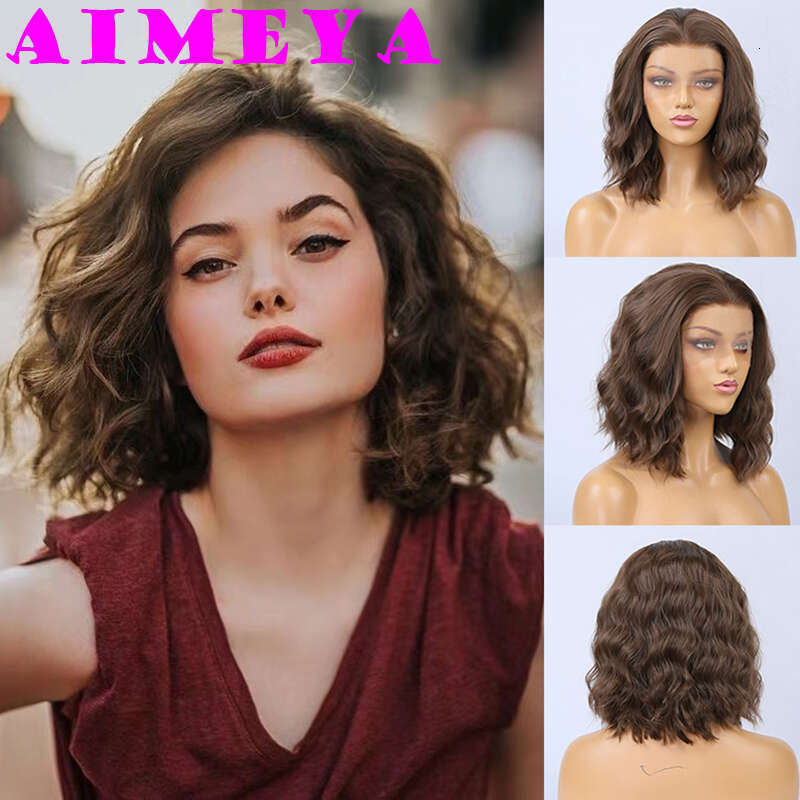 Lace Front Purple Wave Wigs For Women Girls Heat Resistant Synthetic Hair Short Bob Daily Use Cosplay Wig