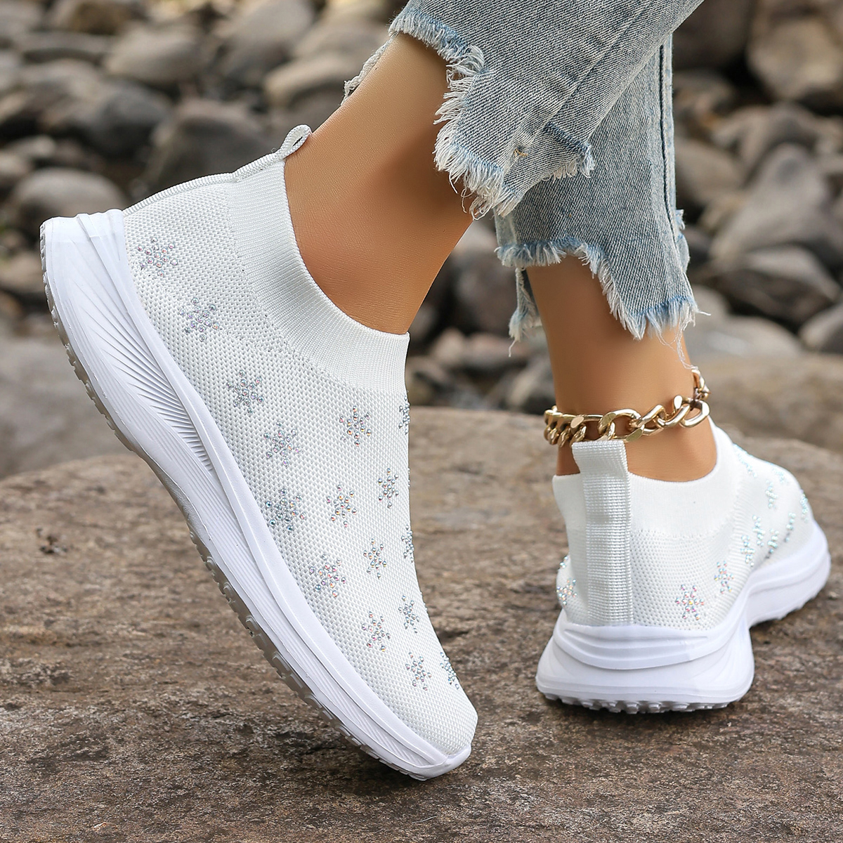 Summer Women's Vulcanize Round Toe Flat for Women Slip-on Platform Shoes Outdoor Low Top Air Mesh Anti-slip Sneakers