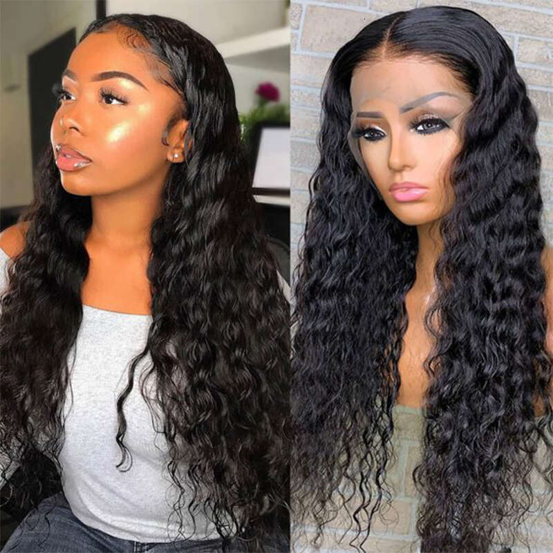 Long Synthetic For Women Bouncy Curly Front Wig 10% Human Hair Black Heat Resistant Glueless Lace Wigs