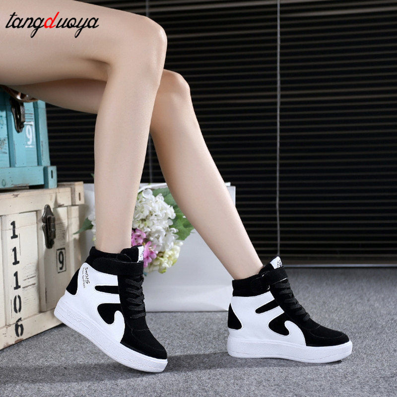 red sneakers 2024 High top Sneakers women Casual Wedges shoes Womens Black Platform Vulcanize Shoes Women