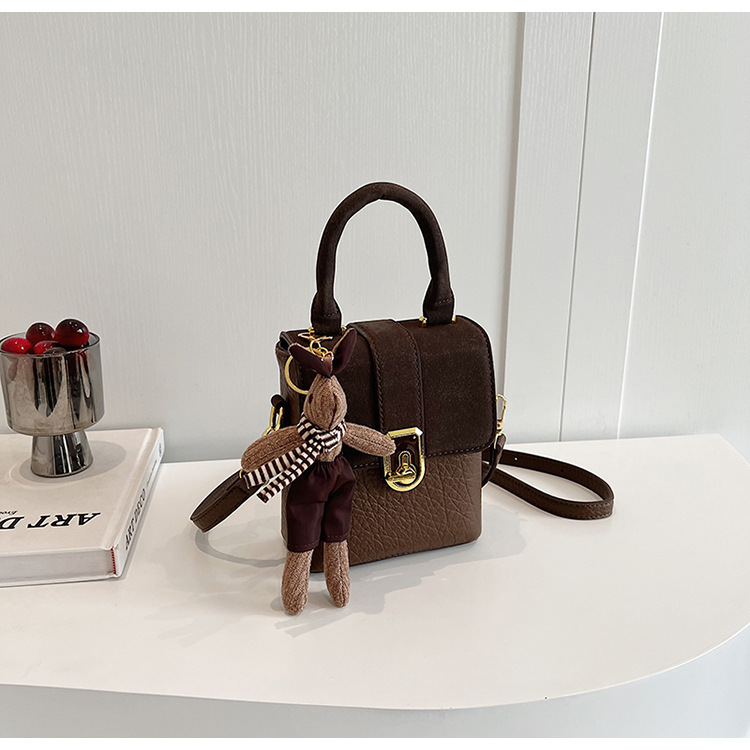 Retro Mini Handbag For Women Trendy PU TLXT Leather Square Purse Bag Colorblock Crossbody Mobile Phone Bag