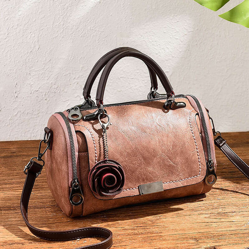 AMZZ 2024 Spring New Solid Color Pillow Women's Small Flower Pendant Korean Crossbody Shoulder Bag