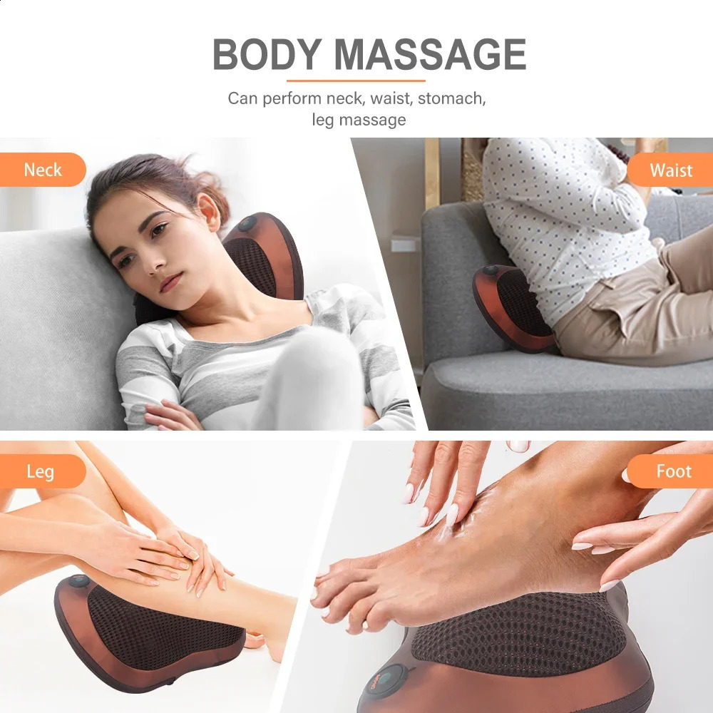 Massage pillow relaxation vibrator electric head shoulders back heating kneading infrared pillow 3D finger pressure neck massager 240914