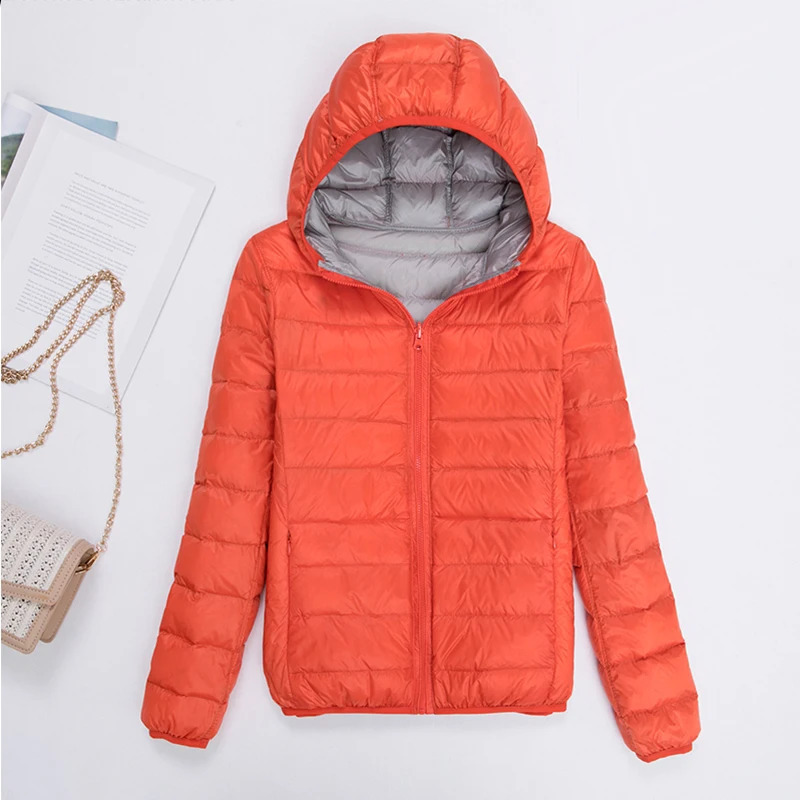 Fitaylor womens ultra light down jacket casual double-sided reversible jacket 4XL womens bag jacket 240913