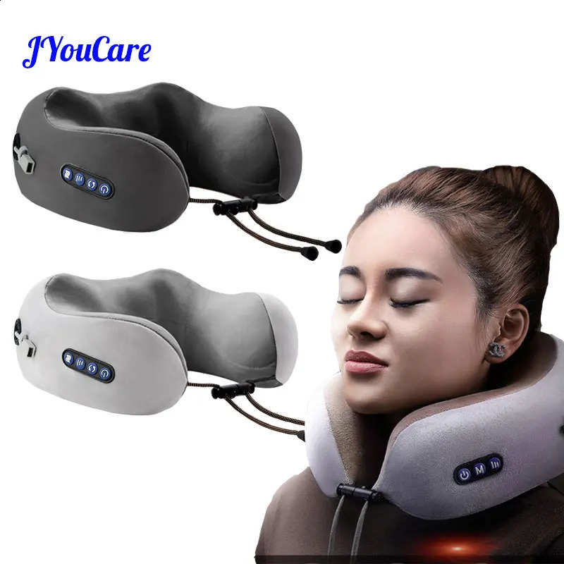 JYoucare Portable Electric U-shaped Neck and Shoulder Massage Pillow Thermal Vibrator Pinching Finger Pressure Massager Relieves Fatigue 240914