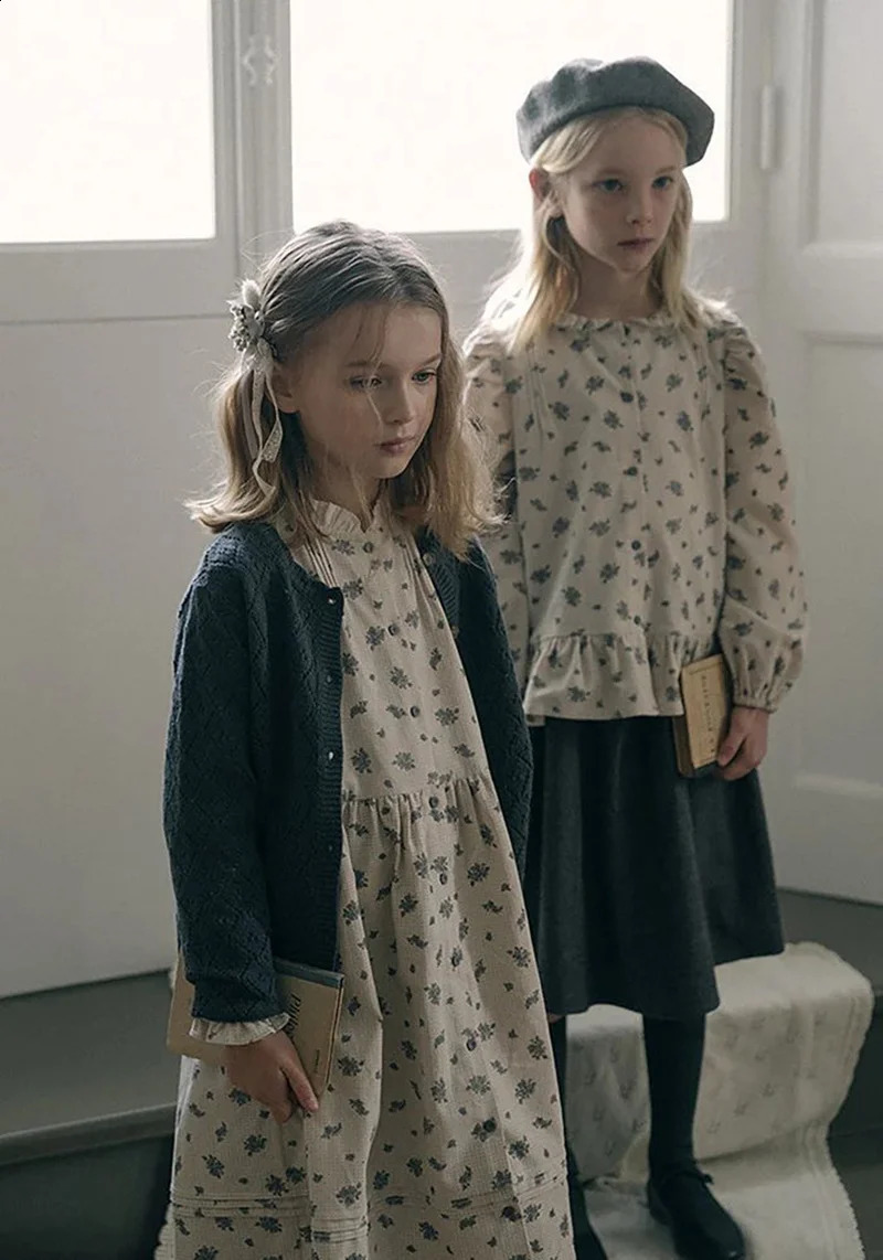 Lou 2024 Autumn Kids Blouse Tee Warm Knit Sweaters Cardigan Winter Down Coat Outwear Floral Girl Skirt Dress Child Pant Cloth 240906