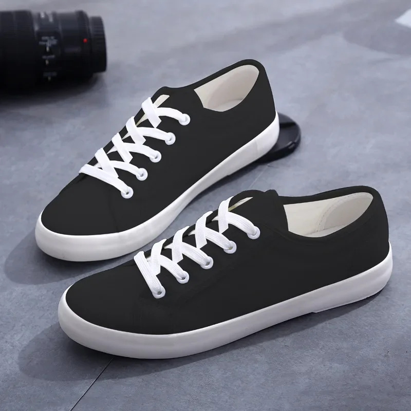 Unisex White Canvas Casual Summer Vulcanized Lace-up Students Cloth Shoe Women's Flats Sneakers Women Board Shoes