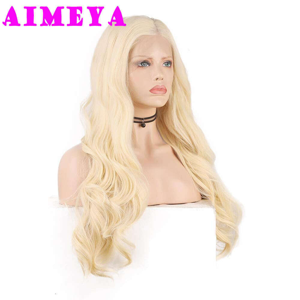 AIMEYA 613 Blonde Long Body Wave Front Synthetic Lace Wig For Women Girl Heat Resistant Hair Daily Use