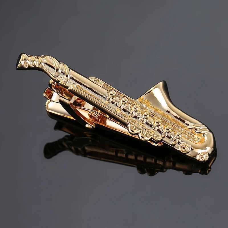 High quality mens tie clip copper metal saxophone design 3-color shirt accessories wedding jewelry gifts W240914