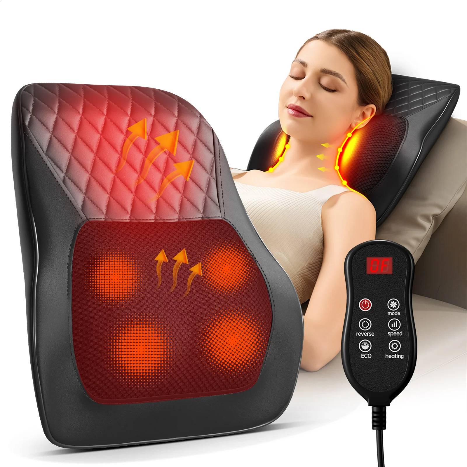 Back massager neck massager with 3D kneading massage pillow used to relax the neck back and shoulders female mother father 240914