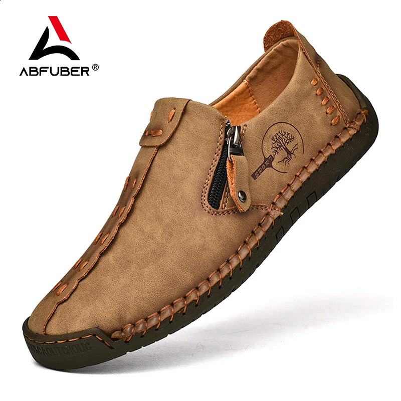 Handmade Leather Men Shoes Casual Slip On Loafers Breathable Leather Shoes Men Flats Moccasins Tooling Shoes Plus Size 240909CJ