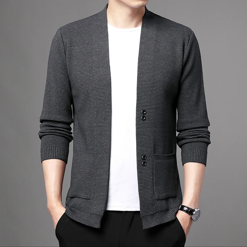 High quality autumn and winter fashion knitted cardigan Korean style slim fit mens casual jacket clothing 240906