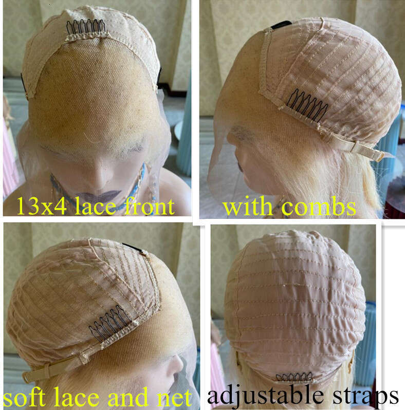 Bright Blonde Lowlights Balayage Wavy 100% Human Hair Full Swiss HD 13X6 Lace Frontal Wigs 200% Glueless