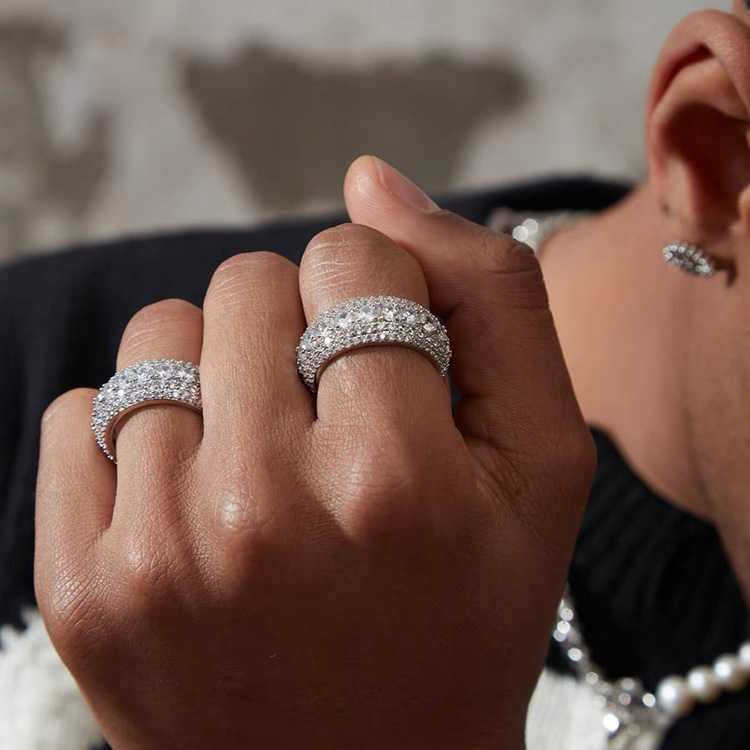 GRA Certificate ice out Moissanite Cuban Ring Jewelry 925 Sterling Silver Mens Women Moissanite Hip Hop Ring