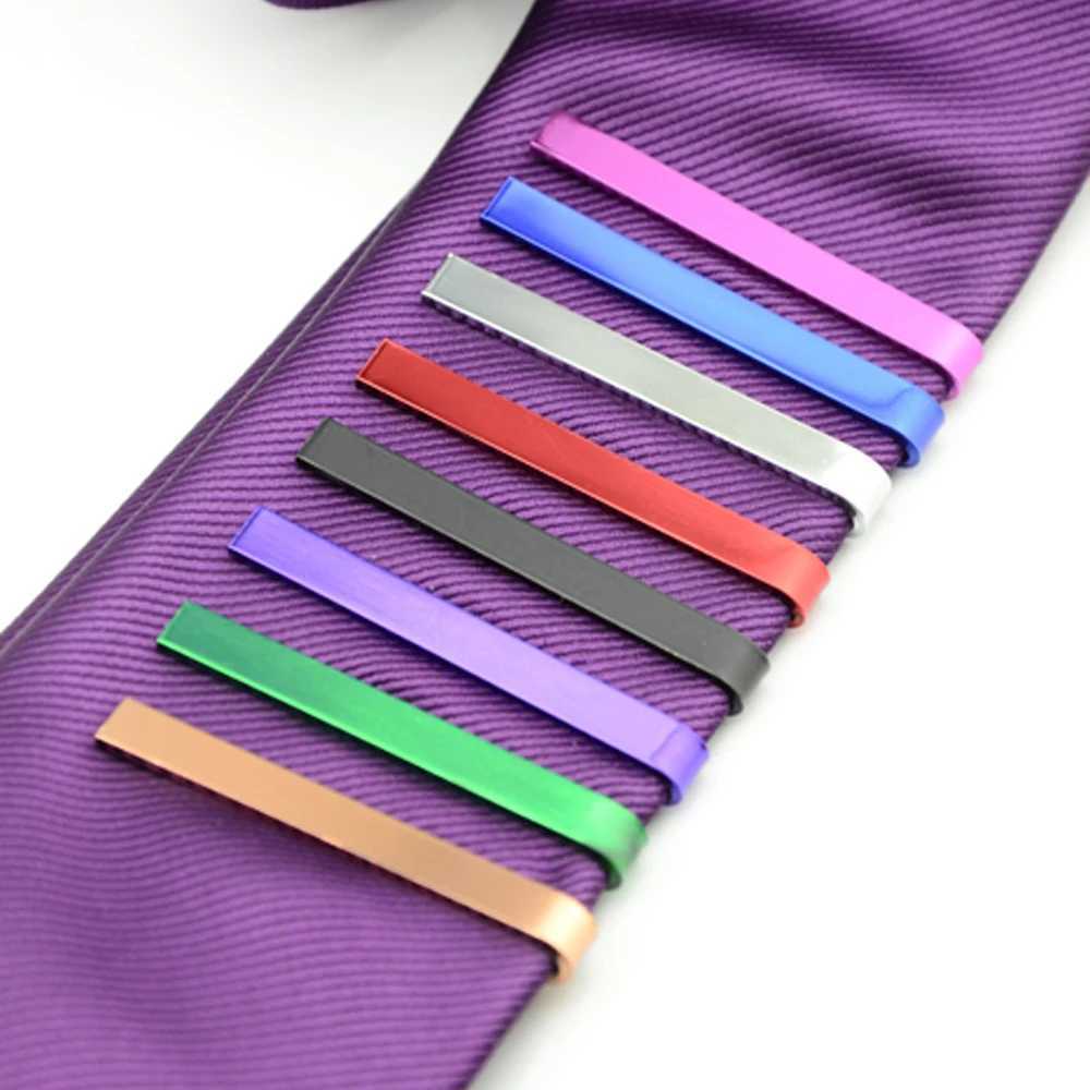 2 packs of mens stainless steel candy colored tie clip bar necklace wedding jewelry BWTZF0002A W240914