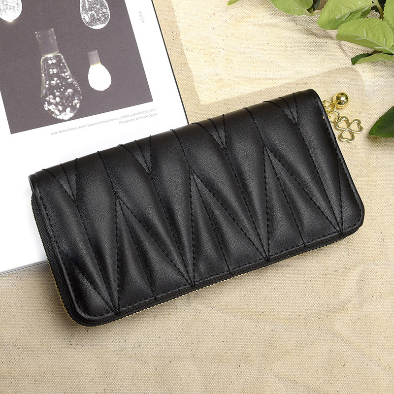 2024 New Ins Wind Lingge Long Fashion Large Capacity Handbag PU Zipper Women's Wallet
