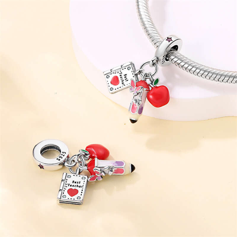 925 Sterling Silver Guitar Musician Painter Doctor Career Charm Bead Fit Original Bracelet DIY Souvenir Jewelry