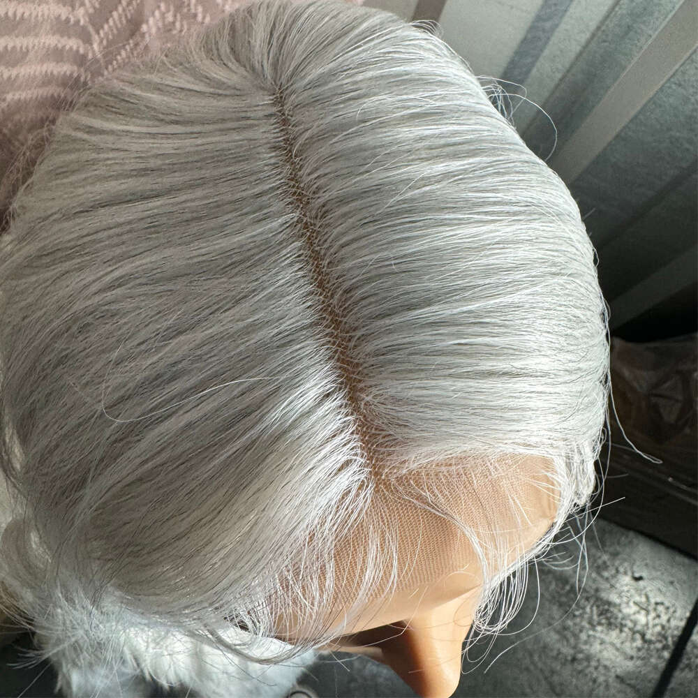 Sier Blonde Loose Curl Hand Tied Lace Front Heat Resistant Synthetic Wig Natural Haire Daily Use For Women