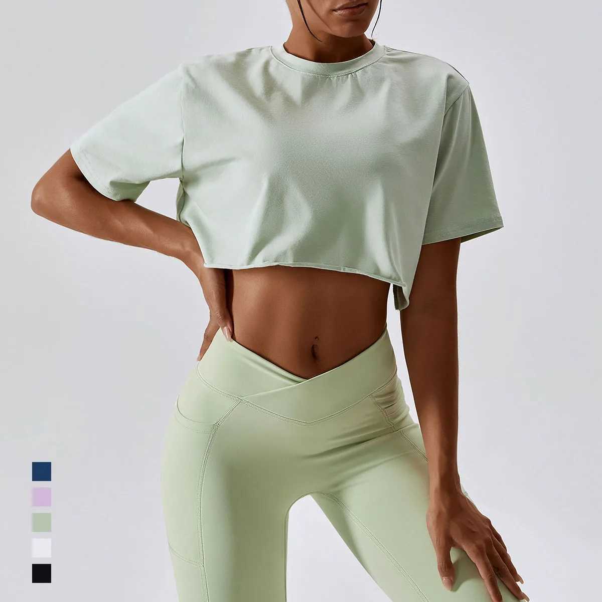 Summer New Running Outdoor Sports Short-sleeved Tshirt Women Yoga Dance Gym Tops Casual Fitness Loose Female T-shirt Cotton M240914