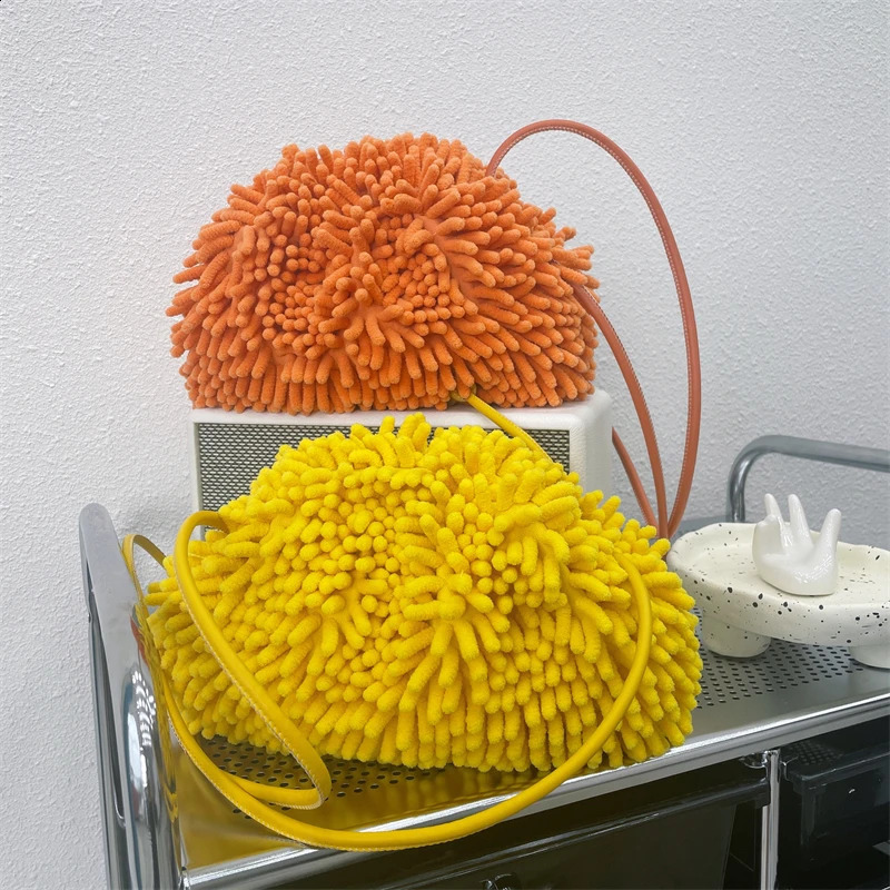 autumn and winter mop plush cloud fuzzy bag candy colored garbage cute fashionable cotton handbag cross body 240913