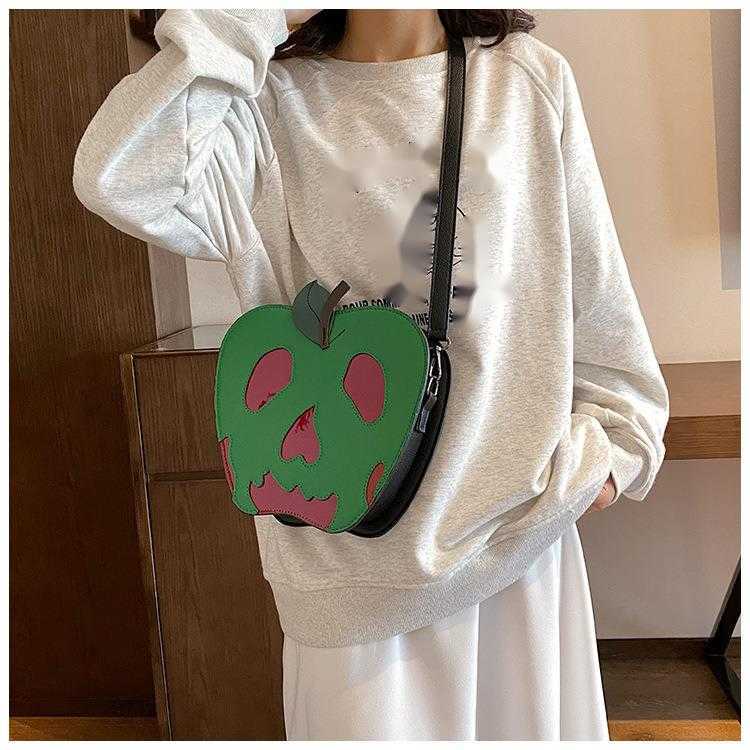 CMM Halloween Theme Skeleton Single Shoulder Bag Female Personality Trend Rotten Apple Color Collision Diagonal Cross Bag