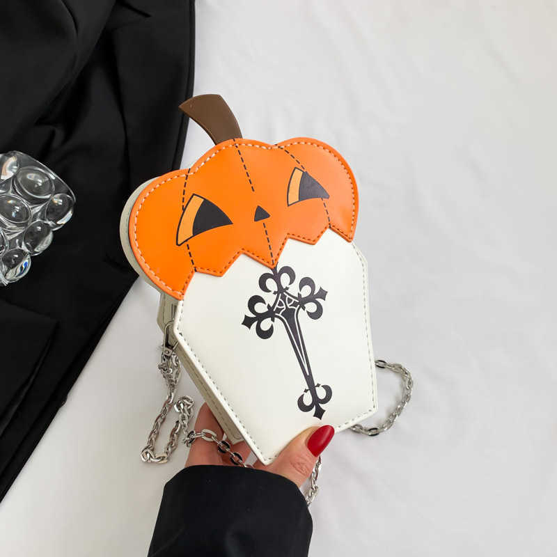 CMM Halloween Pumpkin Bag for Women Personalized and Bizarre Creative Chain Crossbody Bag Cute Business Womens Mobile Phone Bag