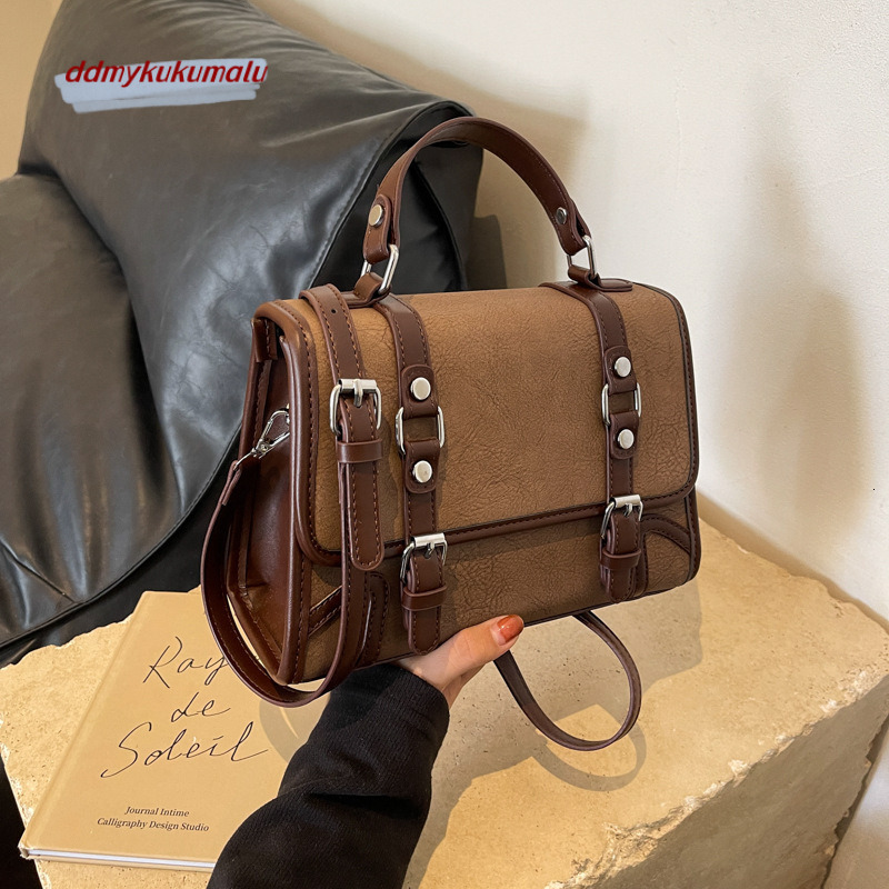 Fashionable frosted British small square 2023 autumn and winter new style versatile women's crossbody bag H7.16#36 ddmykukumalu
