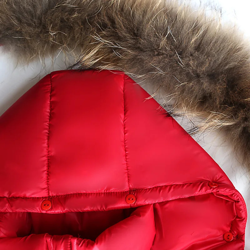 2023 Nature Fur winter down jacket for boys coats girl clothes childrens clothing thicken outerwear parka kids 80160cm 240905