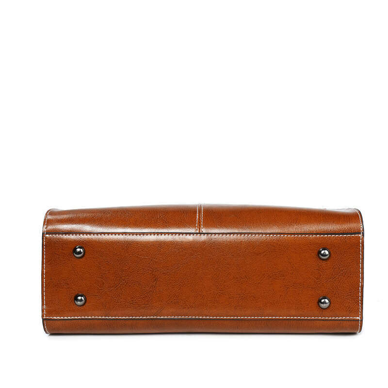 AMZZ 2024 New Oil Wax Spliced Genuine Leather Women's Style Cowhide Versatile Handheld One Shoulder Crossbody Bag