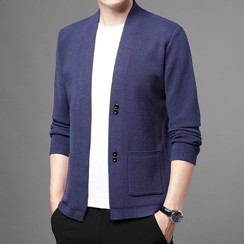 High quality autumn and winter fashion knitted cardigan Korean style slim fit mens casual jacket clothing 240906
