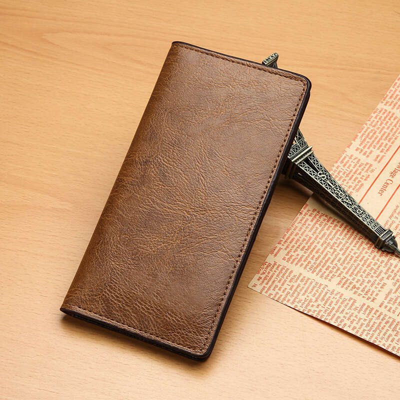 AMZZ Men's Long Slim Youth Simple Korean Edition Multi Card Student Soft Leather Wallet Big Money Clip Fashion 5D