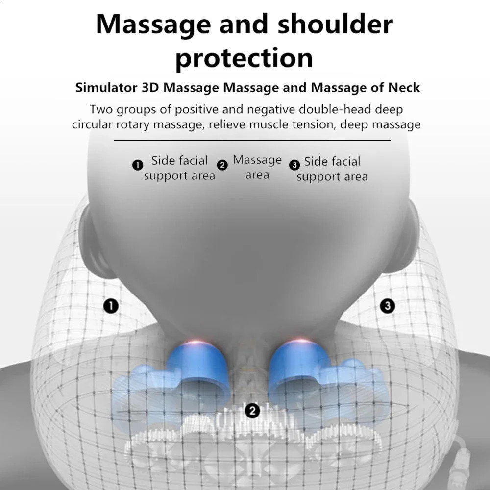 JYoucare Portable Electric U-shaped Neck and Shoulder Massage Pillow Thermal Vibrator Pinching Finger Pressure Massager Relieves Fatigue 240914